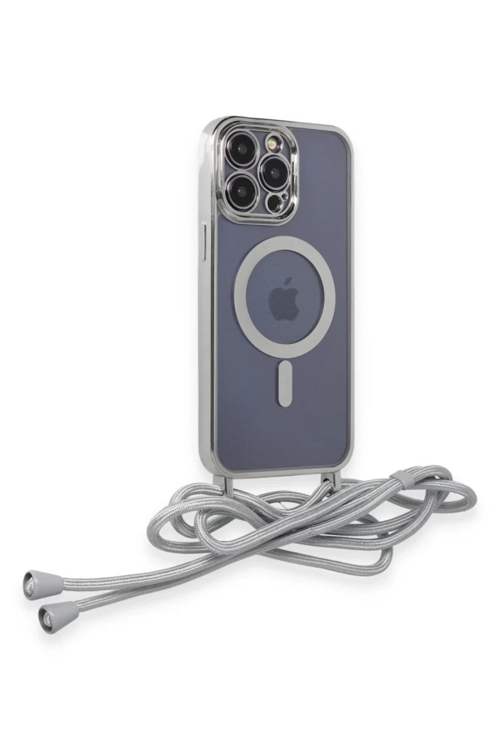 Apple iPhone 13 Pro Uyumlu Kılıf Divo Lazer Askılı Magsafe Kapak - Gümüş