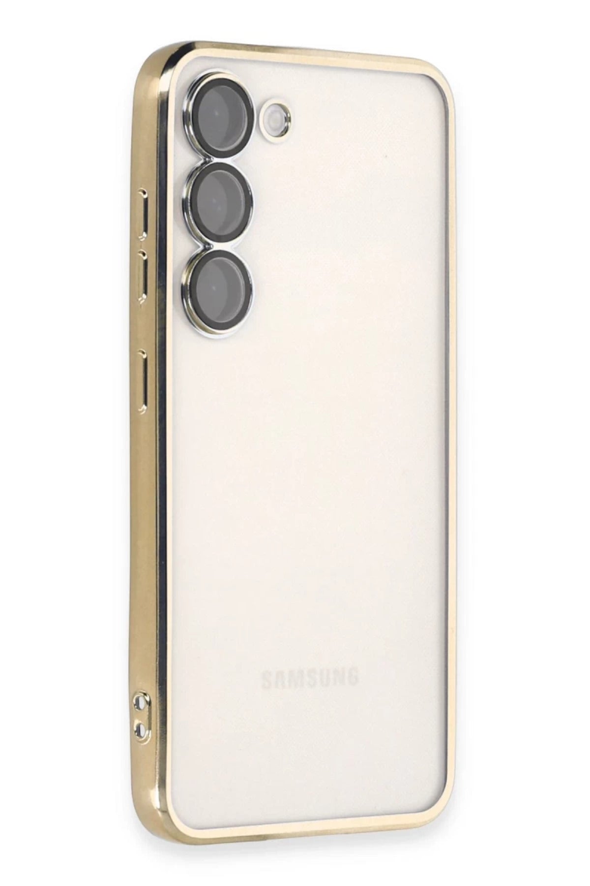 Samsung Galaxy S23 Uyumlu Kılıf Lensli Silikon - Gold