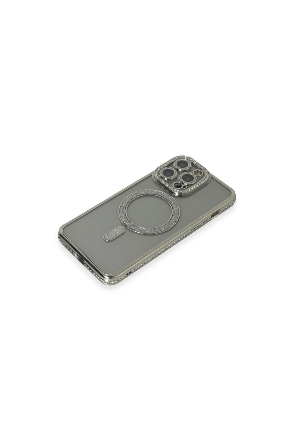 Apple iPhone 15 Pro Uyumlu Kılıf Joke Simli Magneticsafe Kılıf - Gri