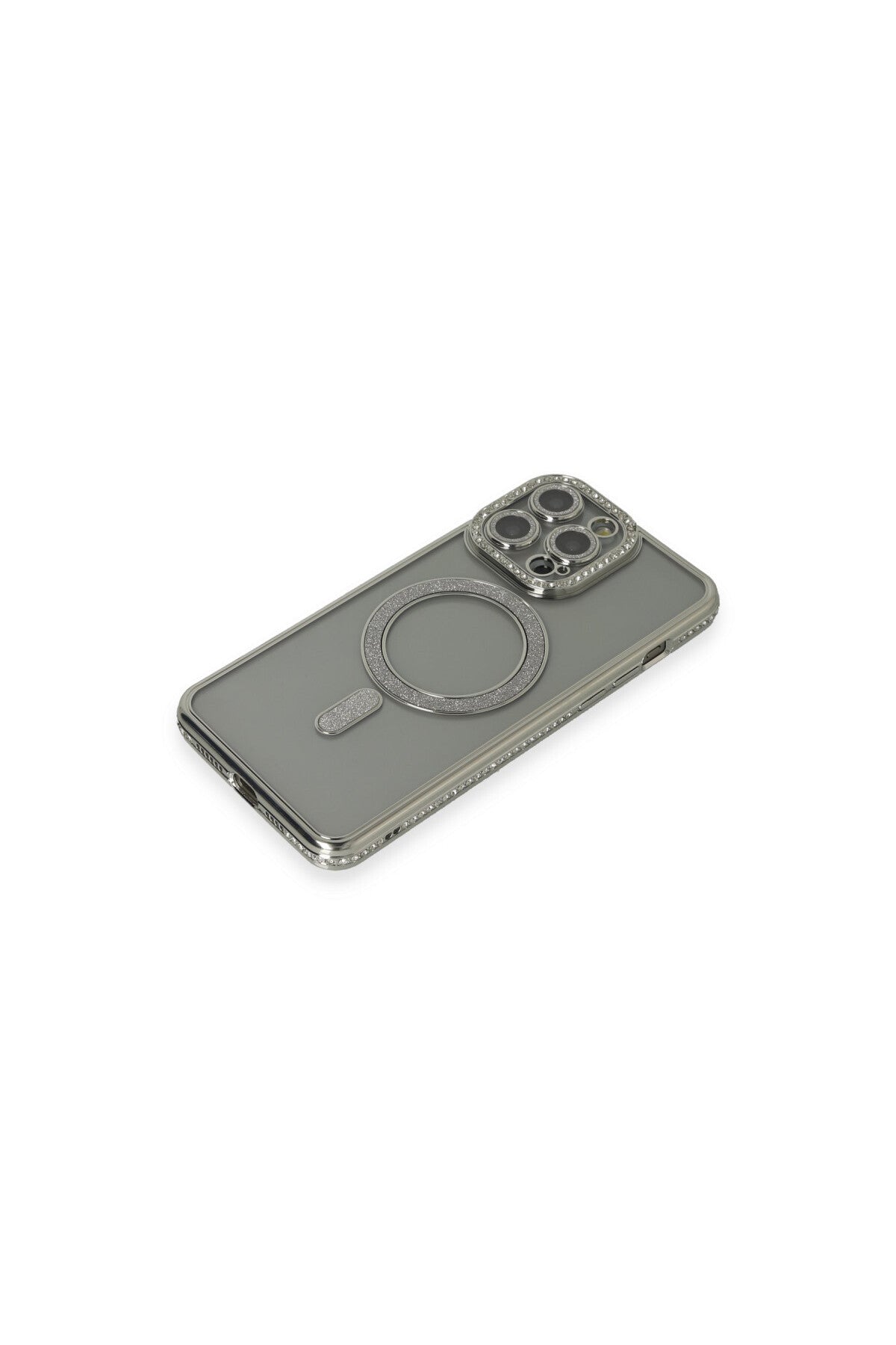 Apple iPhone 15 Pro Uyumlu Kılıf Joke Simli Magneticsafe Kılıf - Gri
