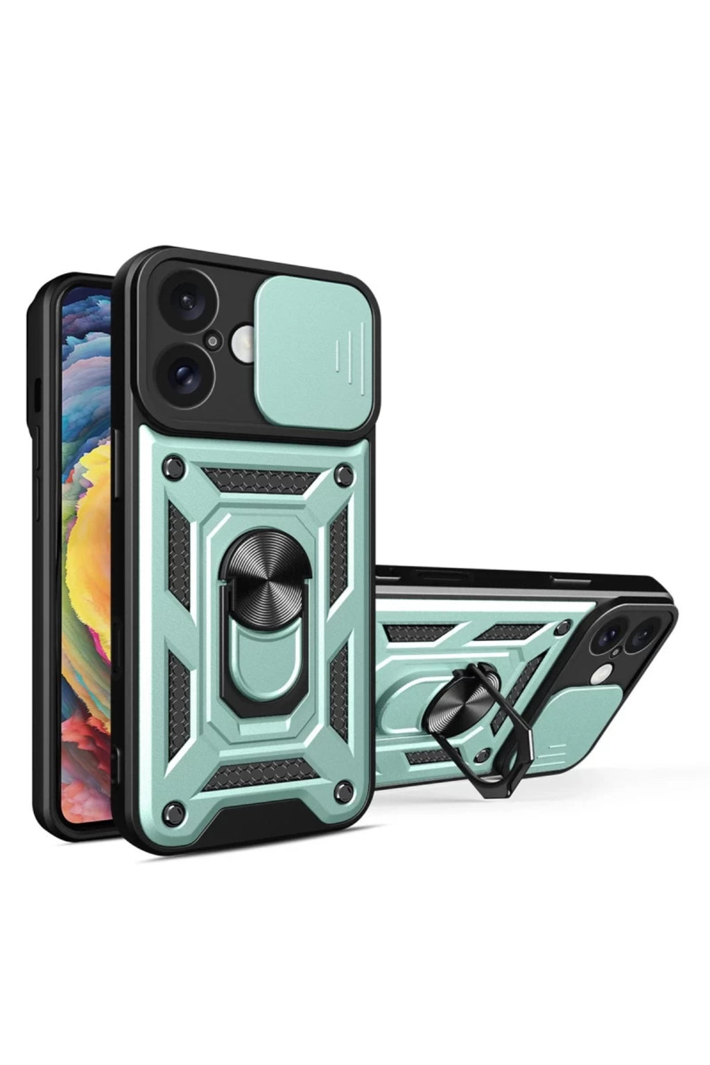 Apple iPhone 16 Uyumlu Kılıf Pars Lens Yüzüklü Silikon - Yeşil
