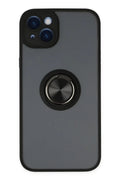 Apple iPhone 14 Uyumlu Kılıf Montreal Yüzüklü Silikon Kapak - Siyah