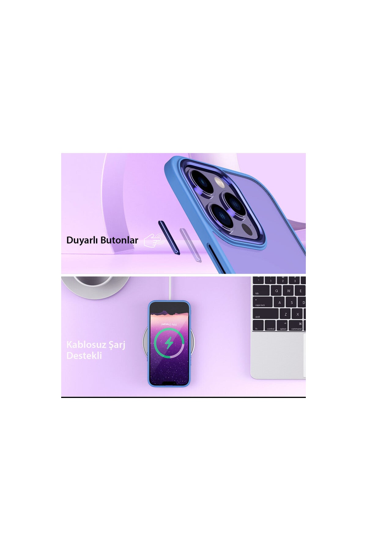 Apple iPhone 15 Pro Max Uyumlu Kılıf Power Silikon - Lila