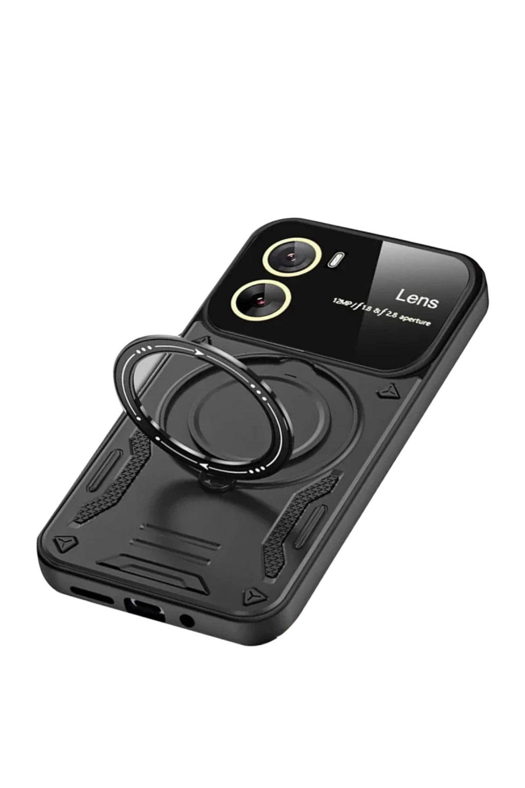 Vivo Y16 Uyumlu Kılıf Joy Lens Standlı Kapak - Siyah