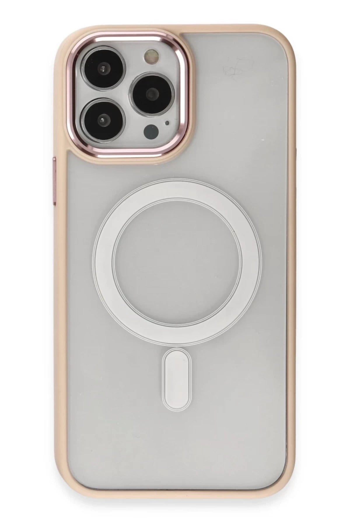 Apple iPhone 15 Pro Max Uyumlu Kılıf Room Magneticsafe Silikon - Pudra
