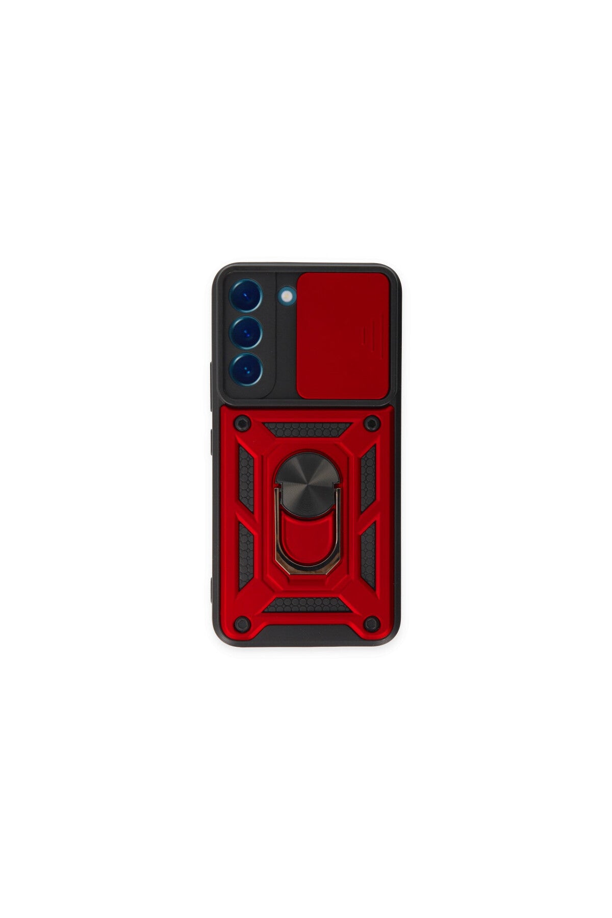 Samsung Galaxy S23 FE Uyumlu Kılıf Pars Lens Yüzüklü Silikon - Kırmızı