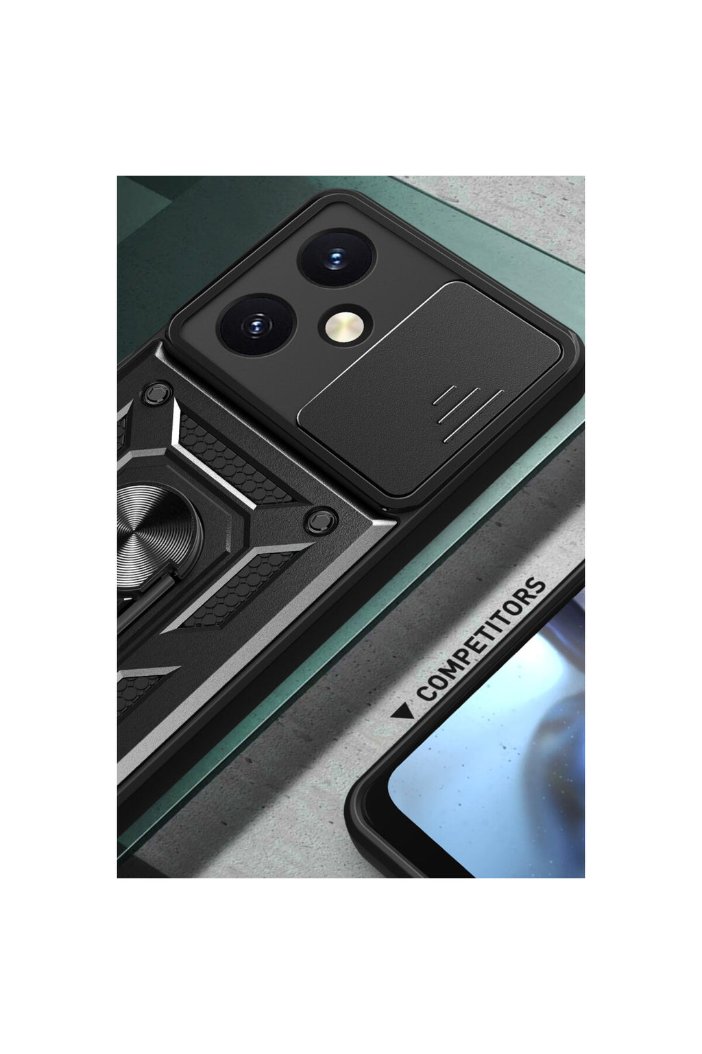 Vivo Y27 Uyumlu Kılıf Pars Lens Yüzüklü Silikon - Siyah