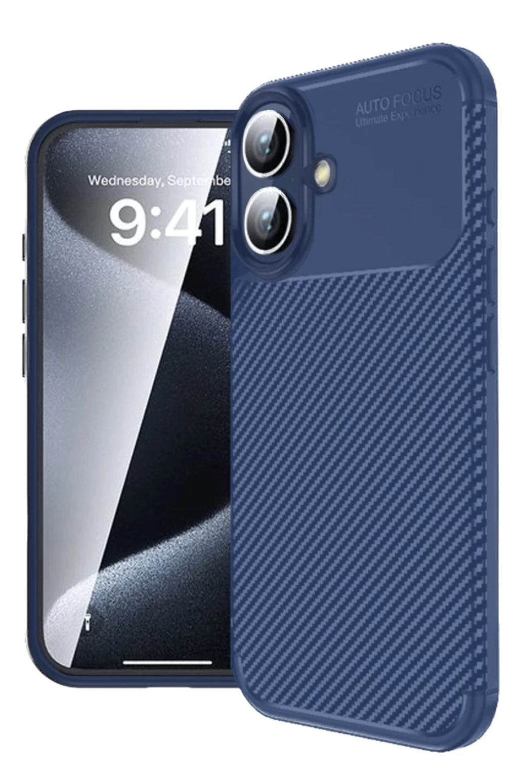 Apple iPhone 16 Plus Uyumlu Kılıf Auto Focus Karbon Kapak - Lacivert