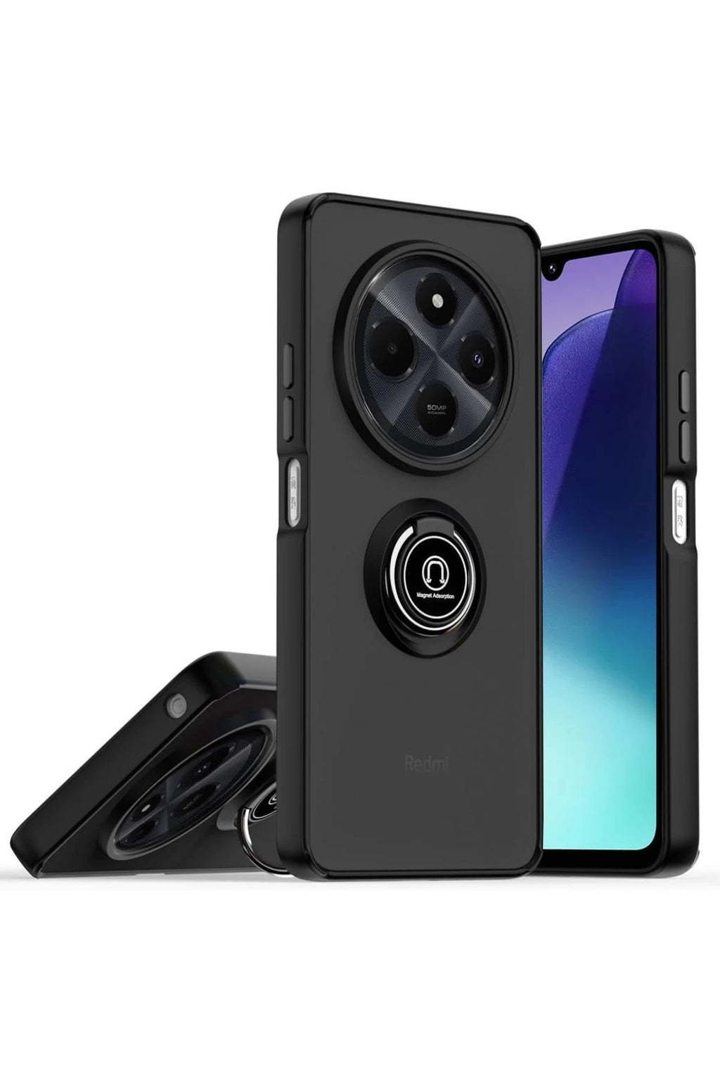 Realme C75 4G Uyumlu Kılıf Montreal Yüzüklü Silikon Kapak - Siyah