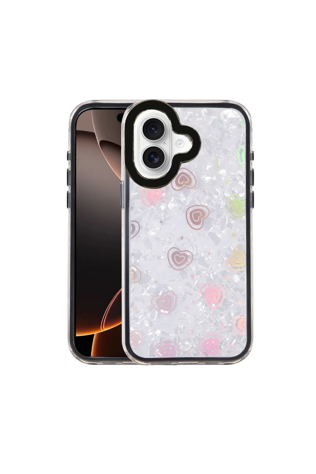 Apple iPhone 16 Uyumlu Lumi Desenli Kapak - Siyah