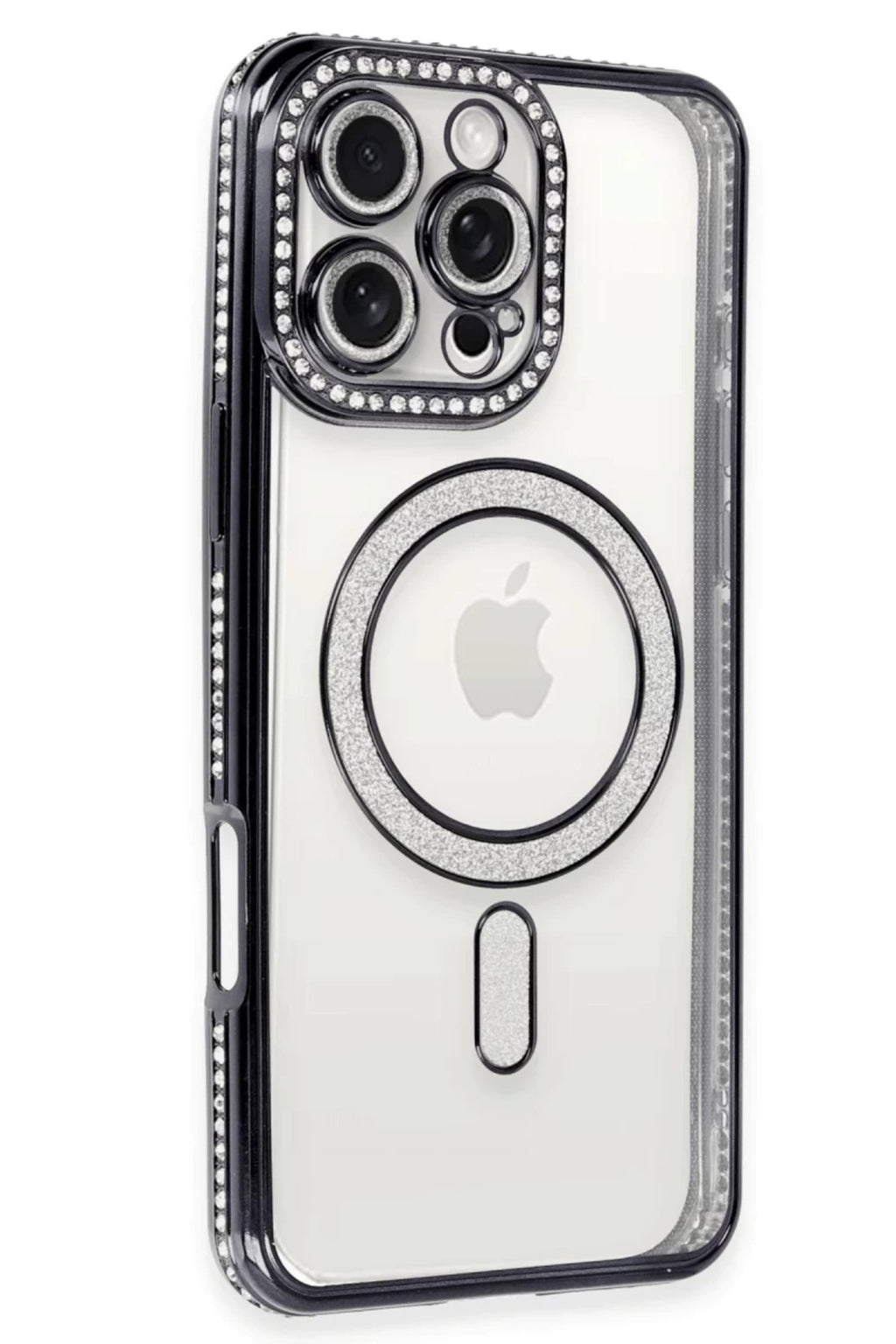 Apple iPhone 16 Pro Max Uyumlu Kılıf Joke Simli Magneticsafe Kılıf - Gri