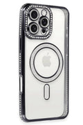 Apple iPhone 16 Pro Max Uyumlu Kılıf Joke Simli Magneticsafe Kılıf - Gri