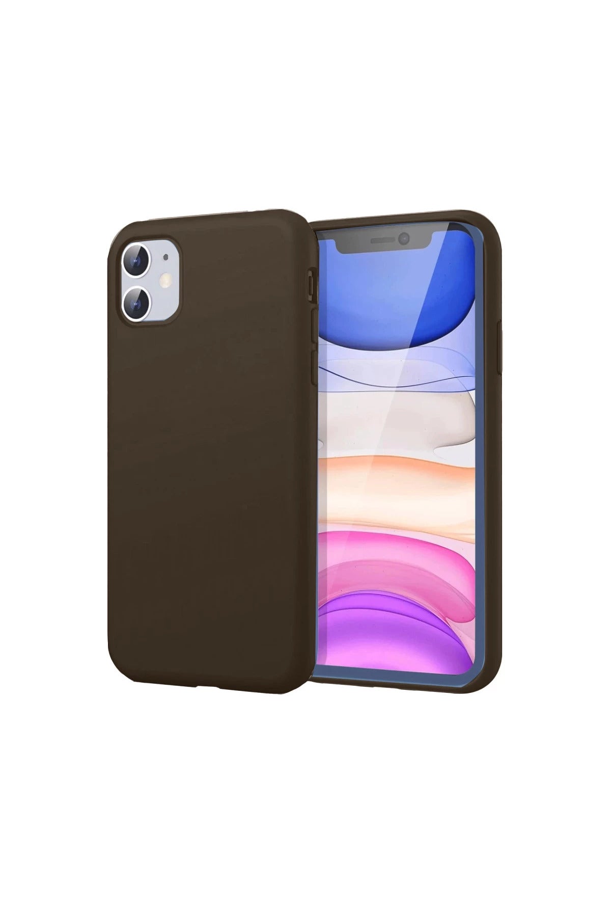 Apple iPhone 11 Uyumlu Kılıf First Silikon - Kahverengi