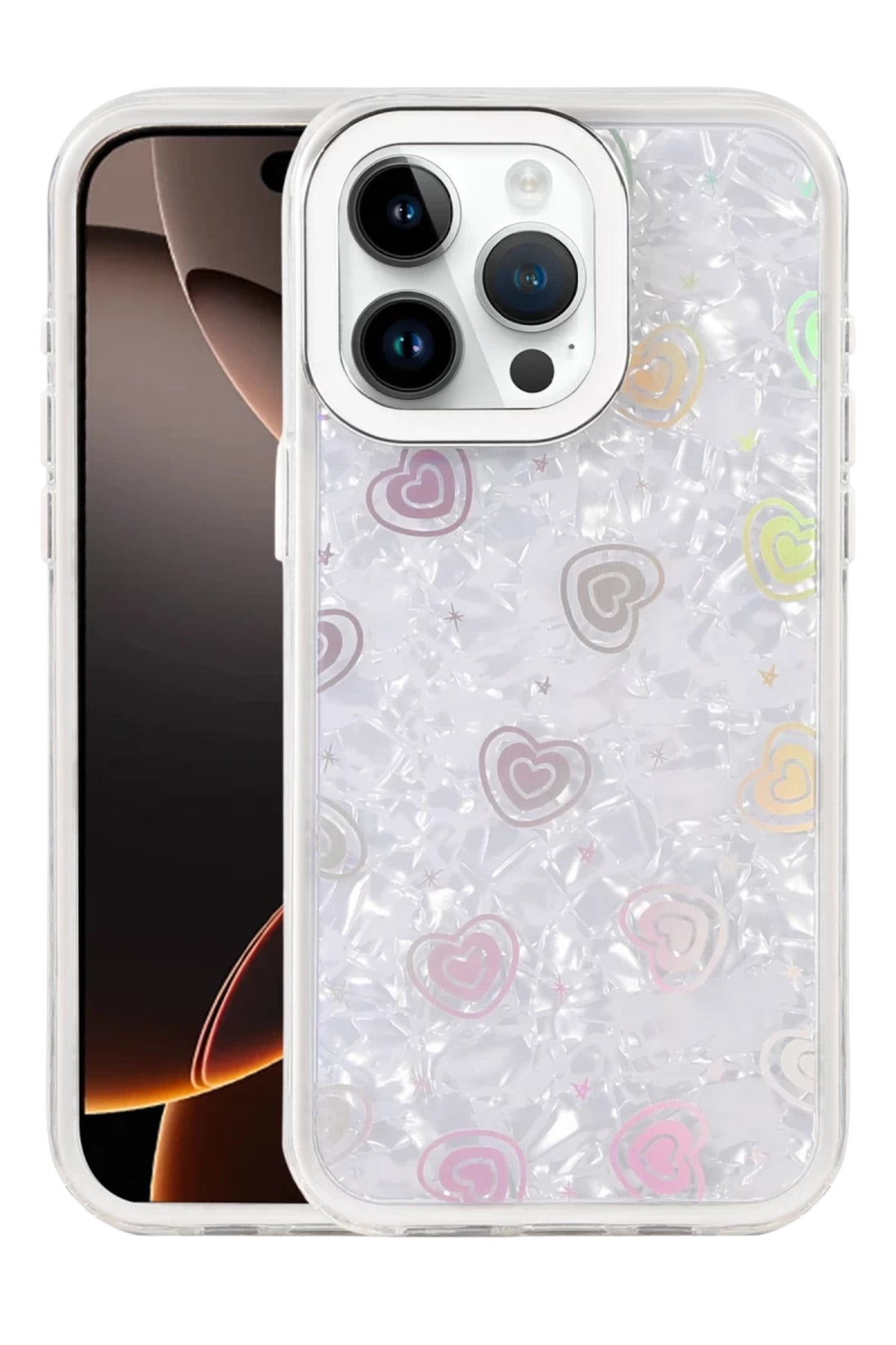 Apple iPhone 14 Pro Max Uyumlu Lumi Desenli Kapak - Beyaz