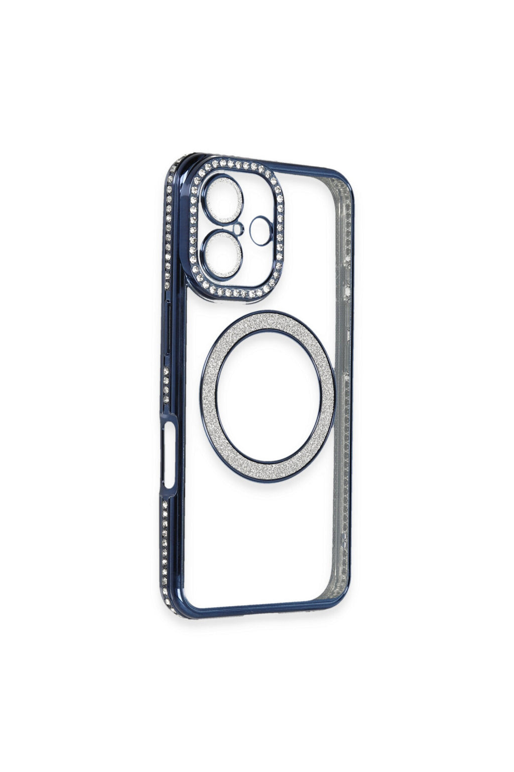 Apple iPhone 16 Plus Uyumlu Kılıf Joke Simli Magneticsafe Kılıf - Lacivert