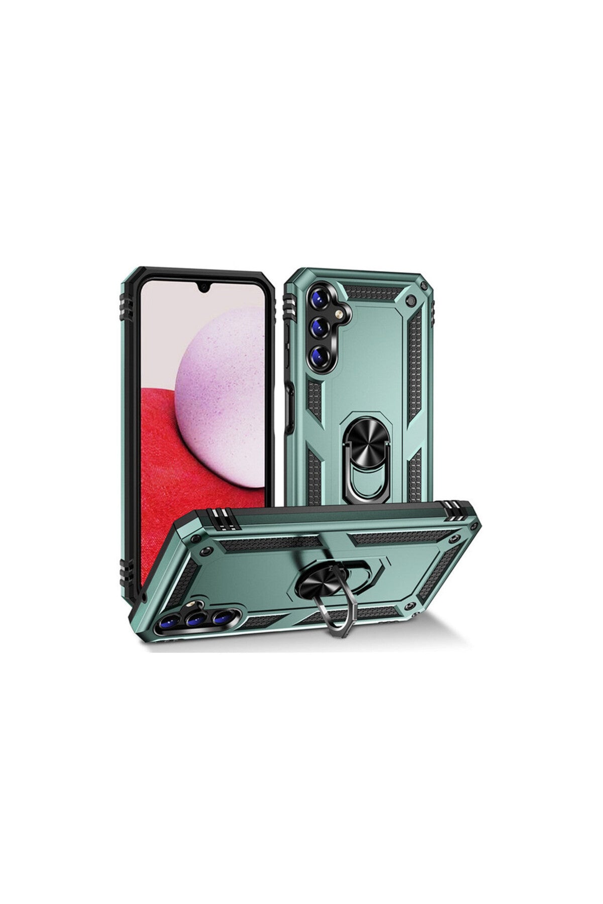Samsung Galaxy A04S Uyumlu Kılıf Sofya Yüzüklü Silikon Kapak - Yeşil