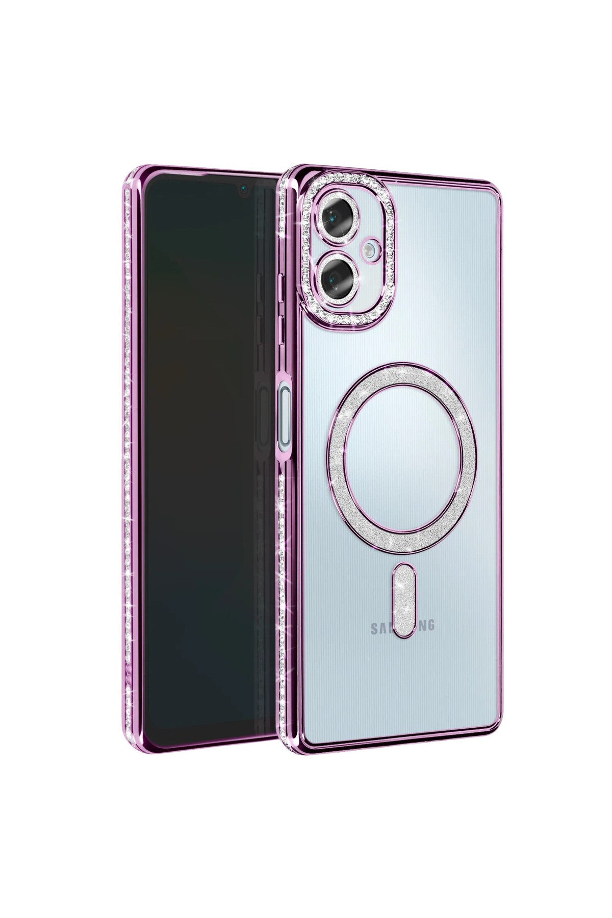 Samsung Galaxy A06 Uyumlu Joke Simli Magneticsafe Kılıf - Derin Mor