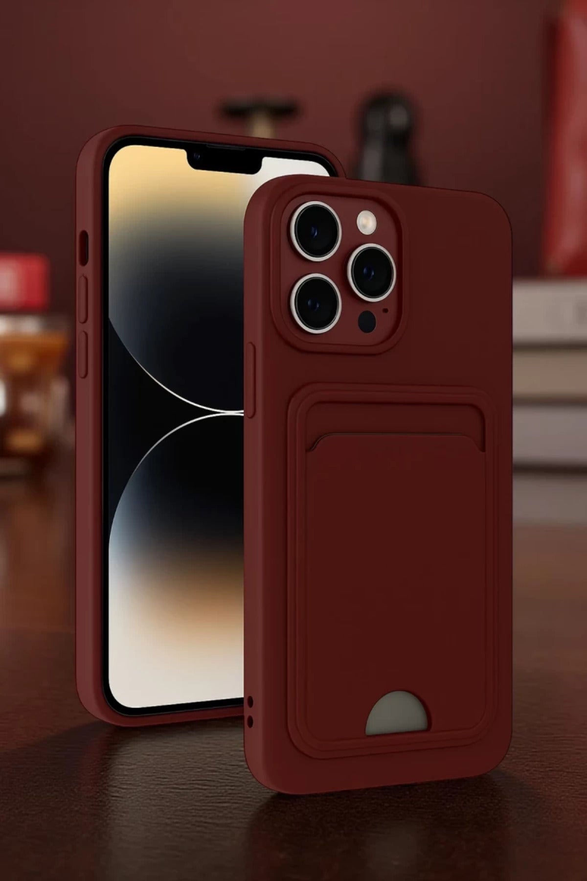 Apple iPhone 13 Pro Uyumlu Kılıf Kelvin Kartvizitli Silikon - Lila