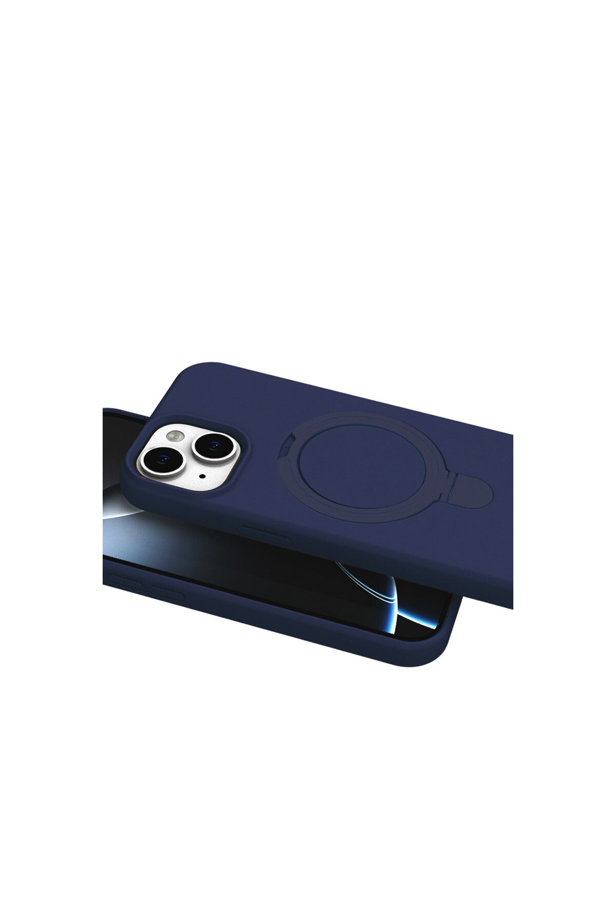 Apple iPhone 15 Plus Uyumlu Regal Magsafe Standlı Kapak - Lacivert