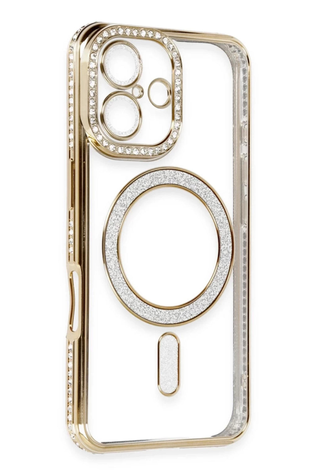 Apple iPhone 16 Uyumlu Kılıf Joke Simli Magneticsafe Kılıf - Gold