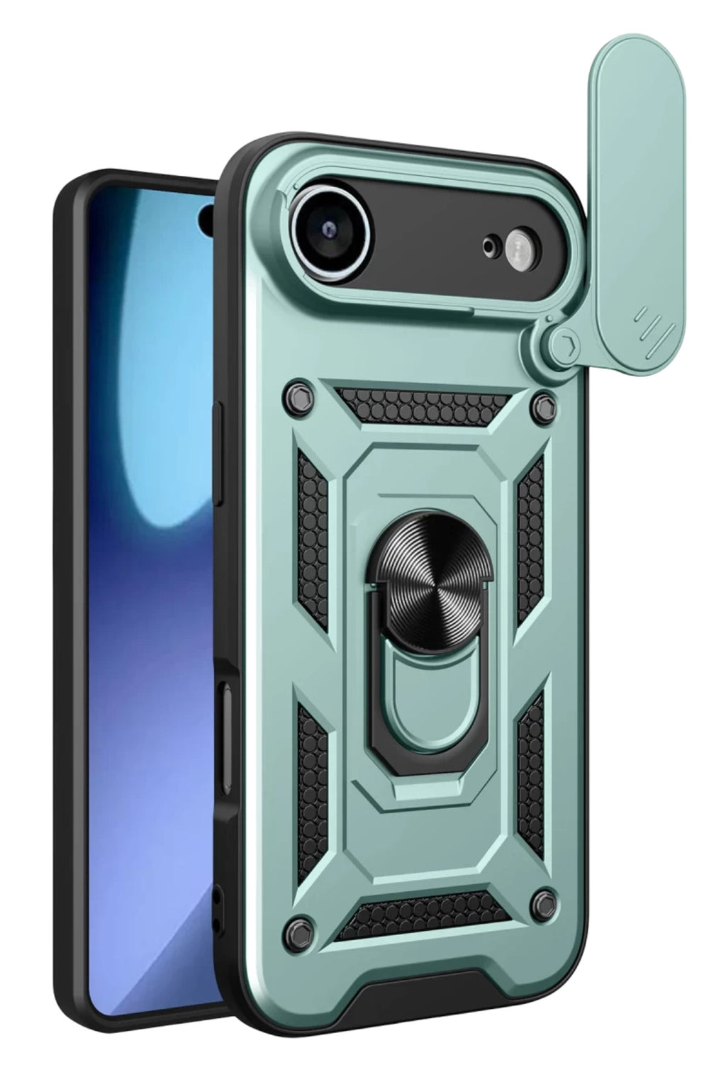 Apple iPhone 17 Air Uyumlu Pars Lens Yüzüklü Silikon - Yeşil