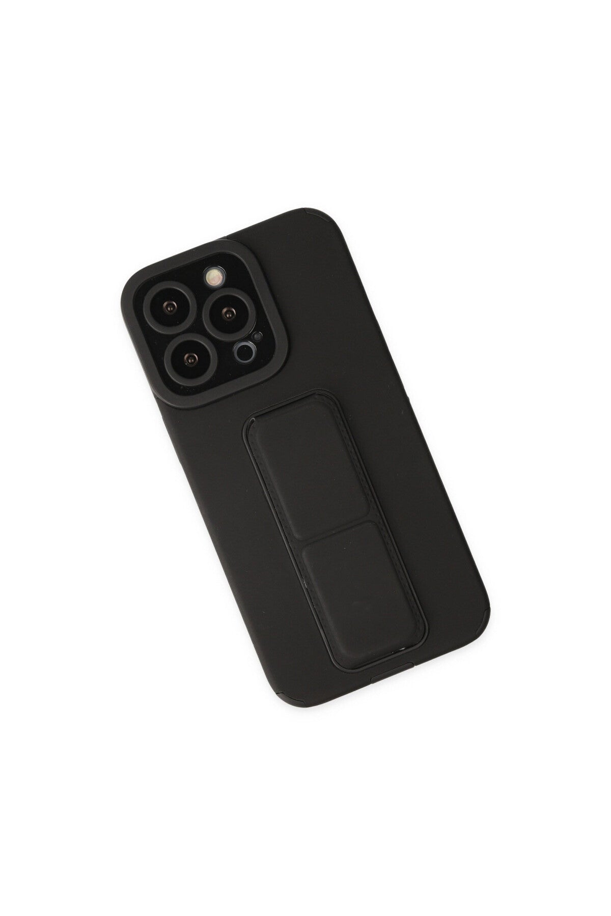 Apple iPhone 14 Pro Uyumlu Kılıf Mega Standlı Silikon - Siyah