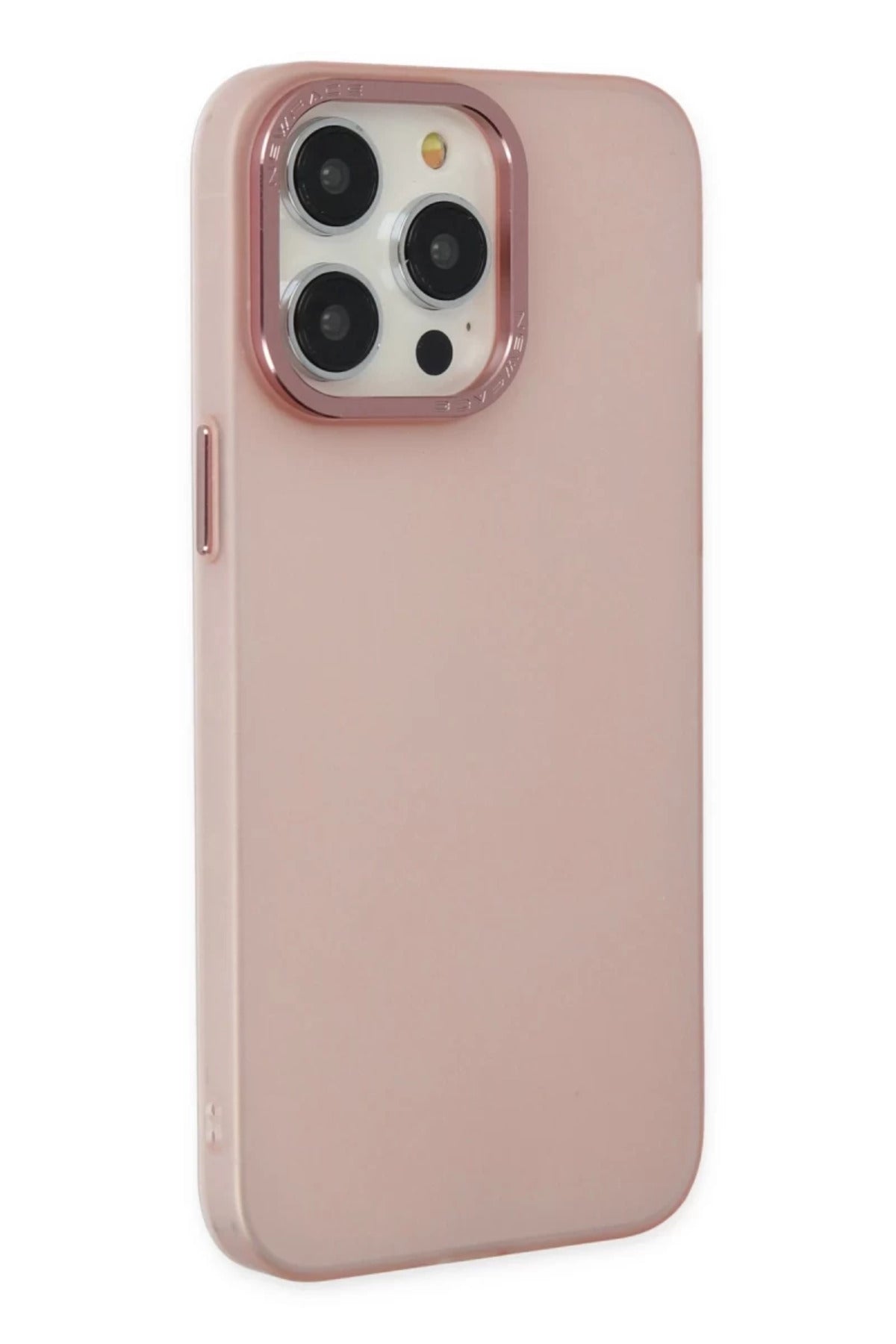 Apple iPhone 13 Pro Max Uyumlu Kılıf Modos Metal Kapak - Pembe