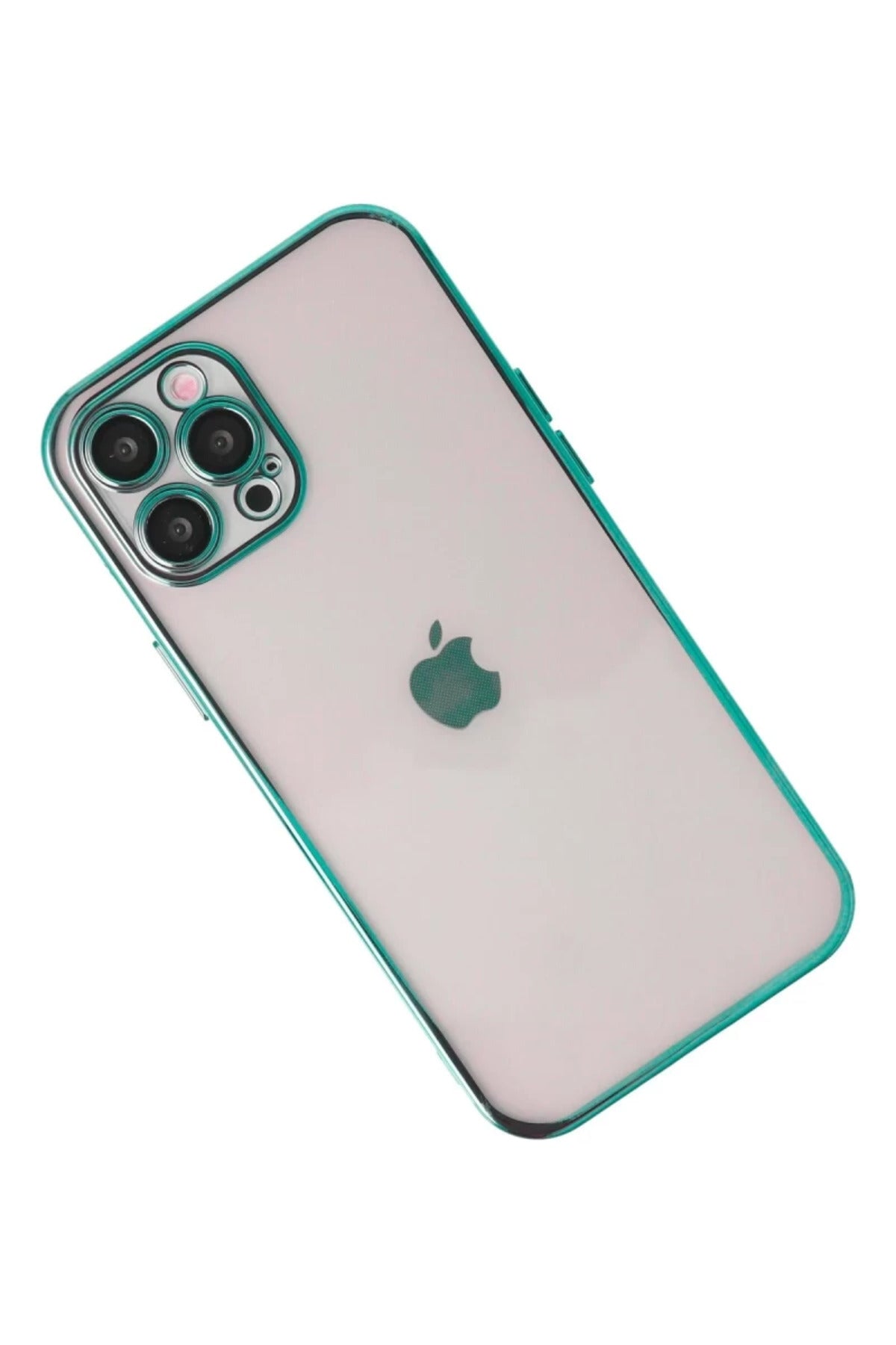 Apple iPhone 12 Pro Max Uyumlu Kılıf Lensli Silikon - Yeşil