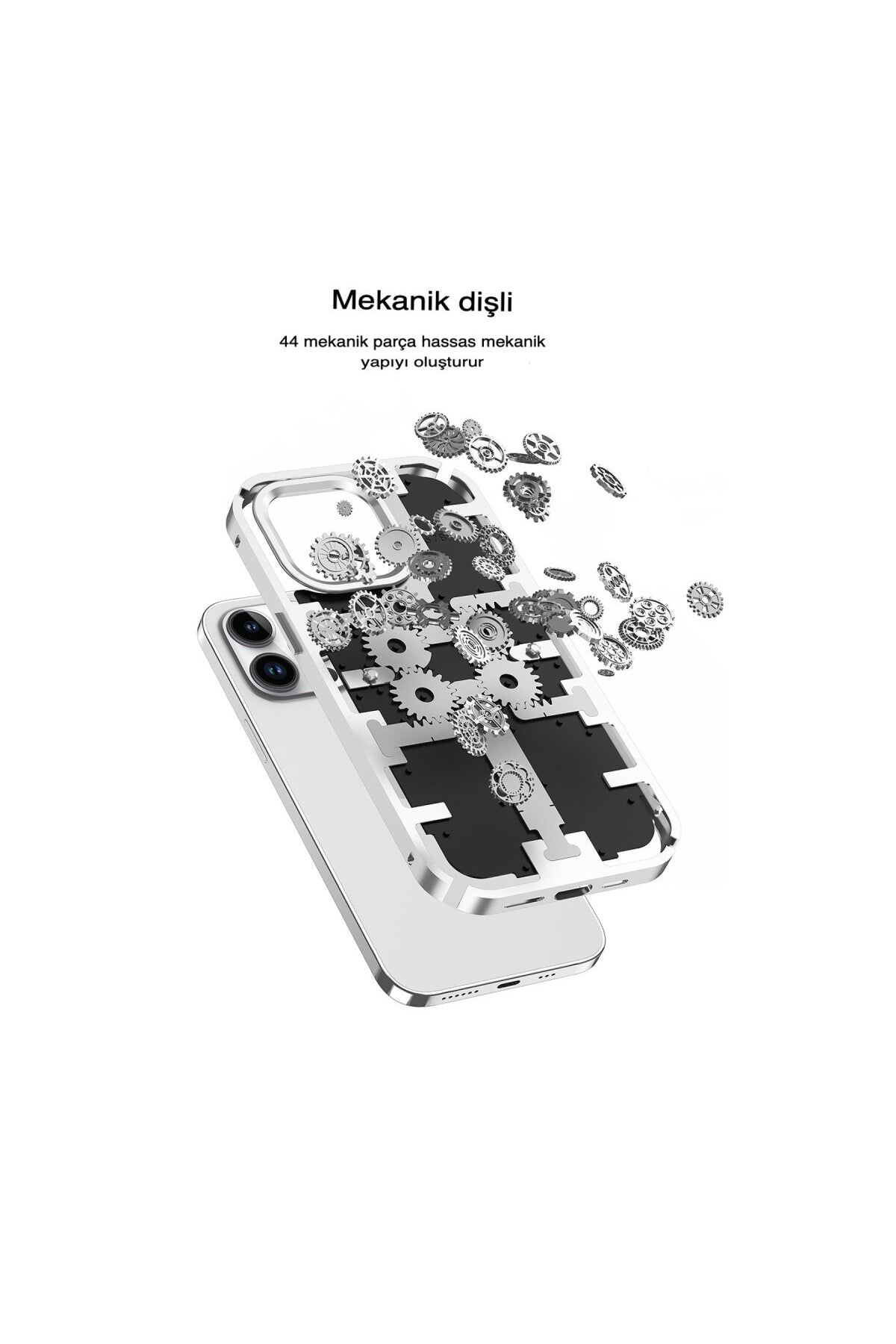 Apple iPhone 13 Pro Max Uyumlu Kılıf Mekanik Bumper Kapak - Gold