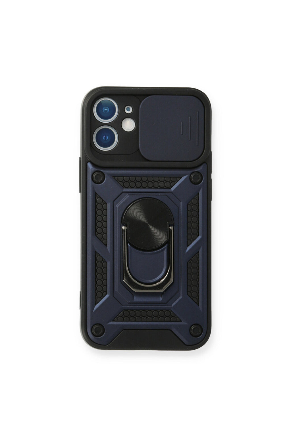 Apple iPhone 12 Mini Uyumlu Kılıf Pars Lens Yüzüklü Silikon - Lacivert