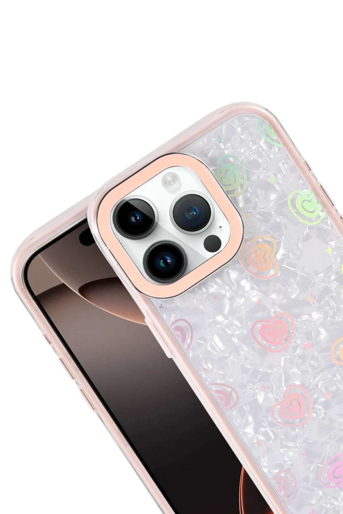 Apple iPhone 14 Pro Max Uyumlu Lumi Desenli Kapak - Pembe