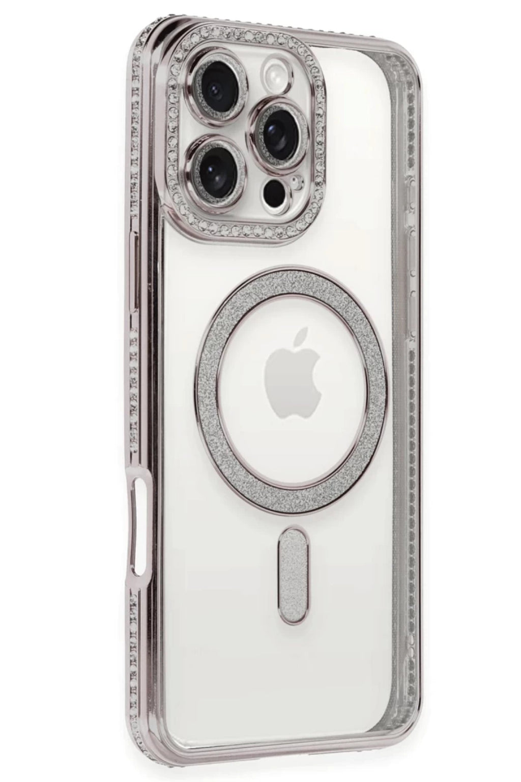Apple iPhone 16 Pro Uyumlu Kılıf Joke Simli Magneticsafe Kılıf - Pembe