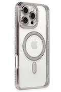 Apple iPhone 16 Pro Uyumlu Kılıf Joke Simli Magneticsafe Kılıf - Pembe
