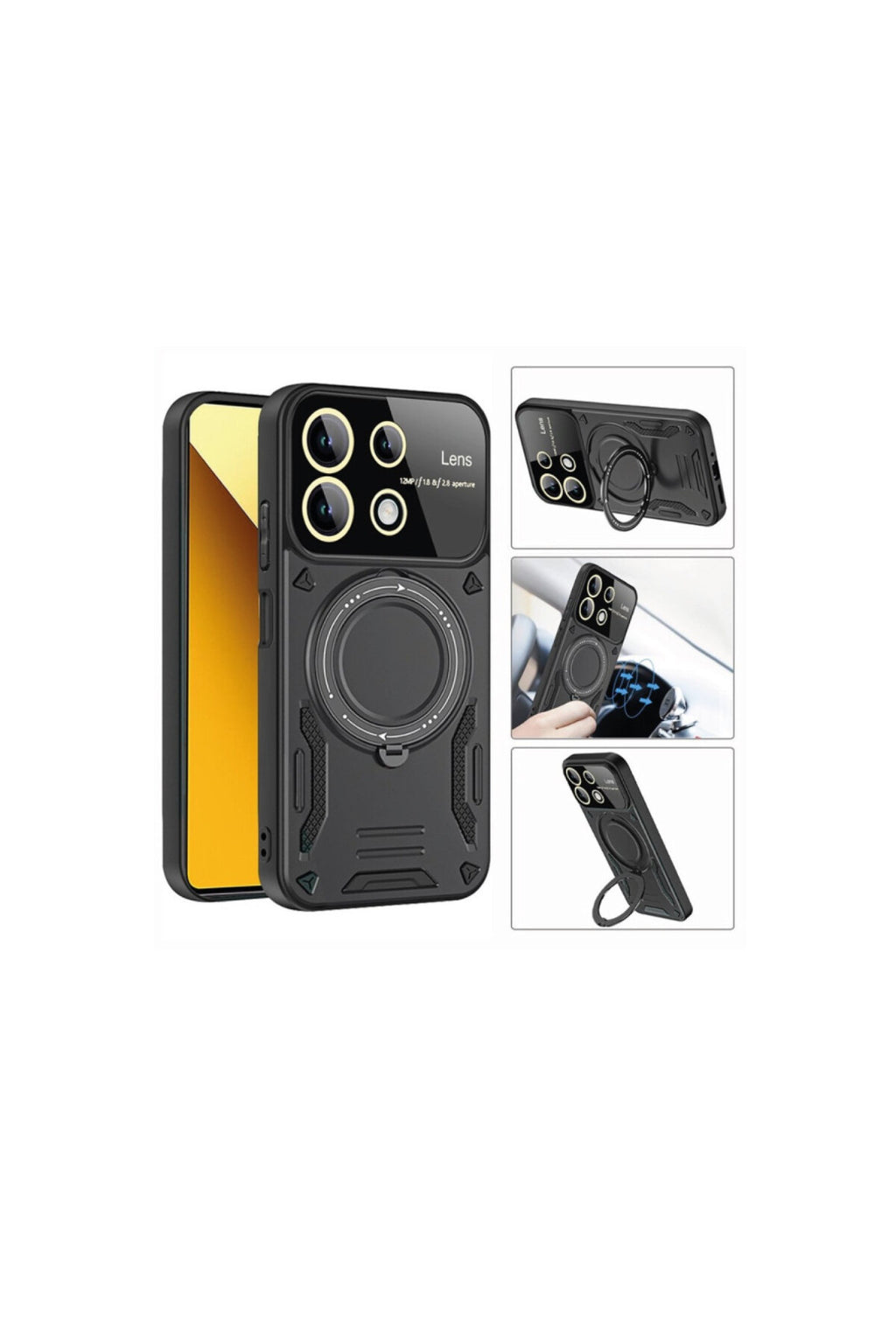 Realme C55 Uyumlu Kılıf Joy Lens Standlı Kapak - Kırmızı