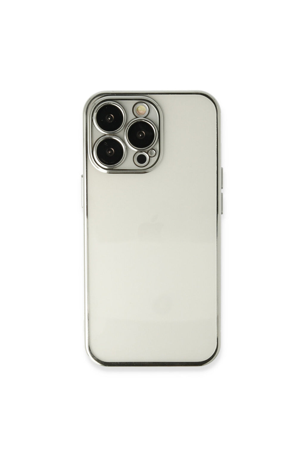 Apple iPhone 13 Pro Max Uyumlu Kılıf Lensli Silikon - Gümüş