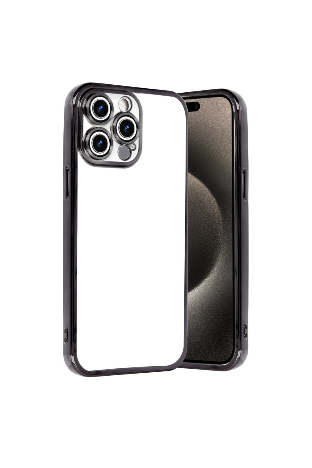 Apple iPhone 15 Pro Max Uyumlu Lensli Silikon - Siyah