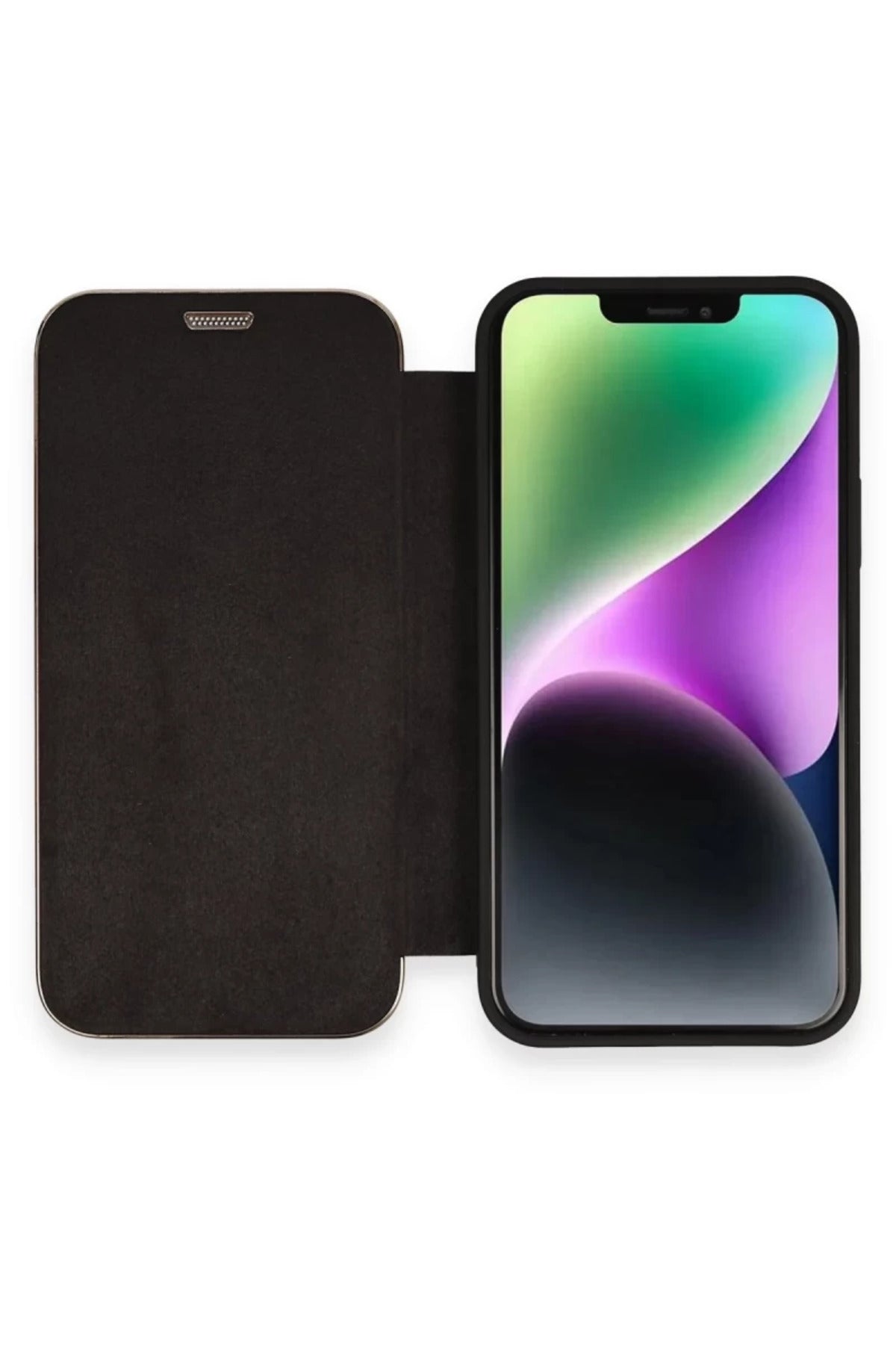 Apple iPhone 12 Uyumlu Kılıf Dolpin Kapaklı - Siyah