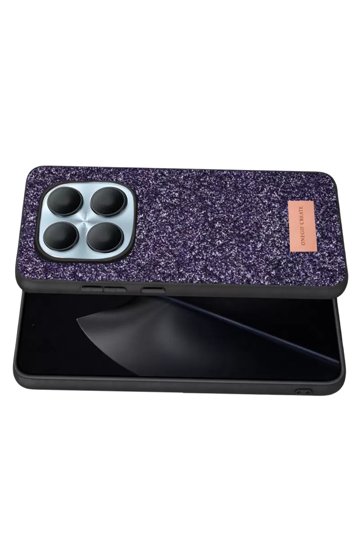Onegif Xiaomi Redmi Note 15 4G Uyumlu Bright Simli Kapak - Derin Mor