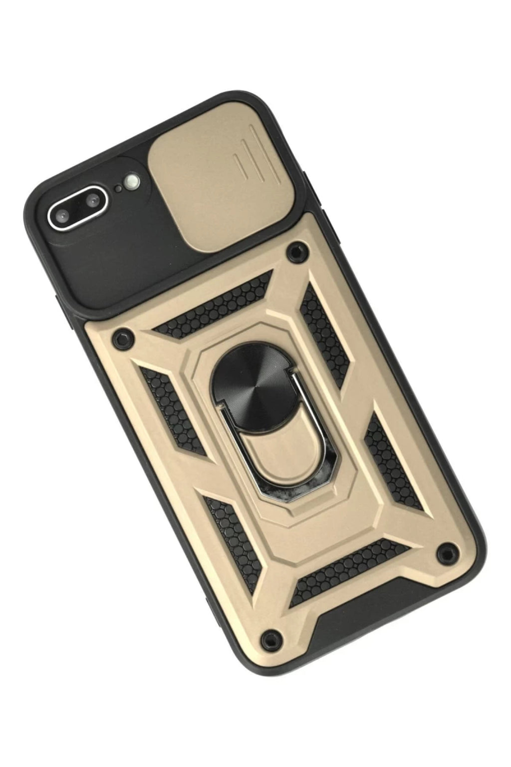 Apple iPhone 7 Plus Uyumlu Kılıf Pars Lens Yüzüklü Silikon - Gold