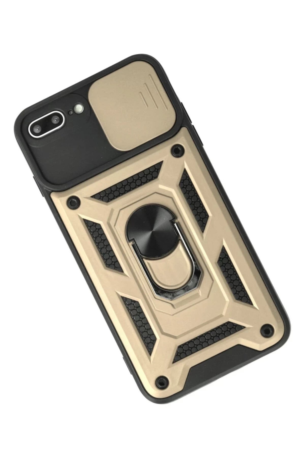 Apple iPhone 7 Plus Uyumlu Kılıf Pars Lens Yüzüklü Silikon - Gold