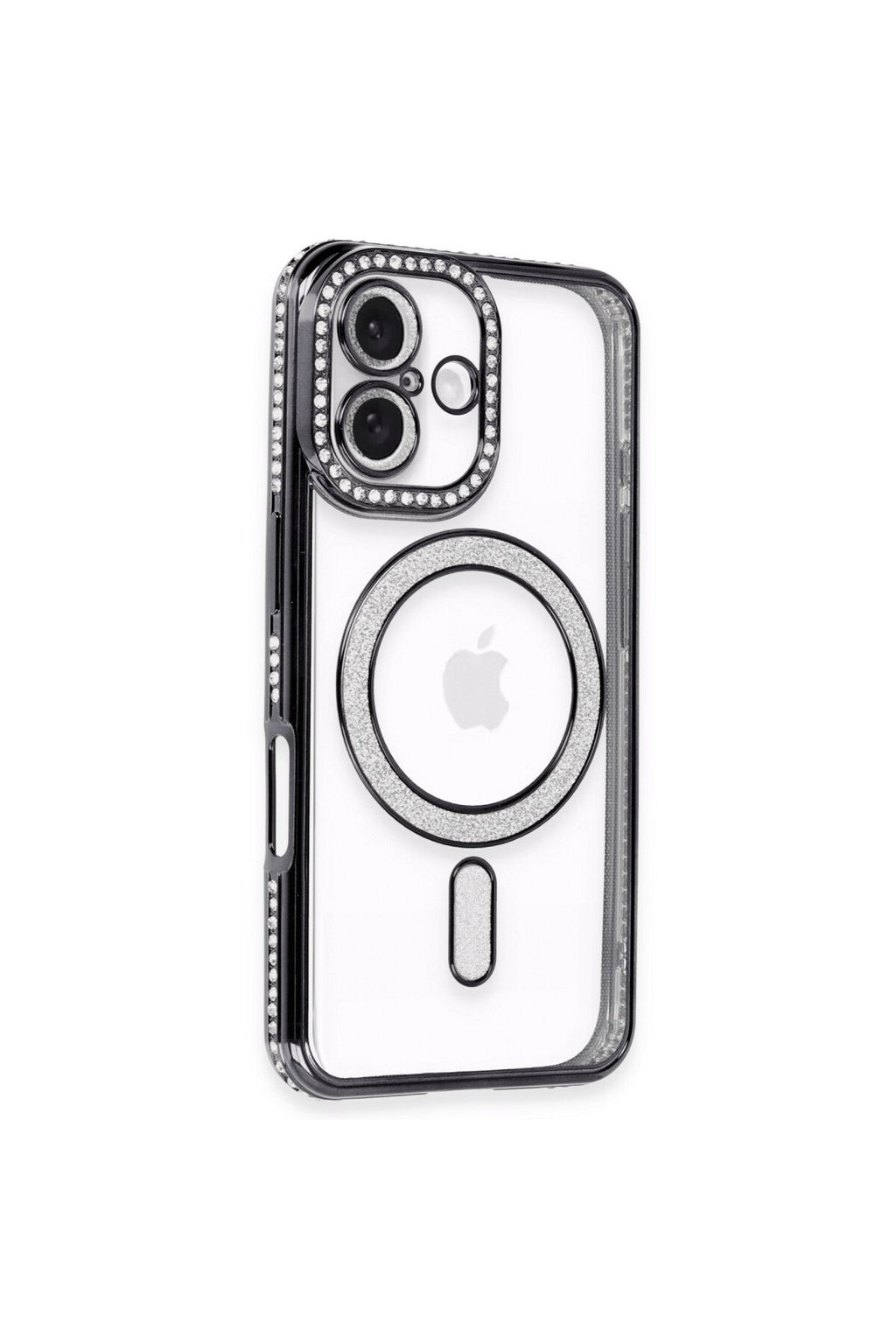 Apple iPhone 16 Plus Uyumlu Kılıf Joke Simli Magneticsafe Kılıf - Siyah