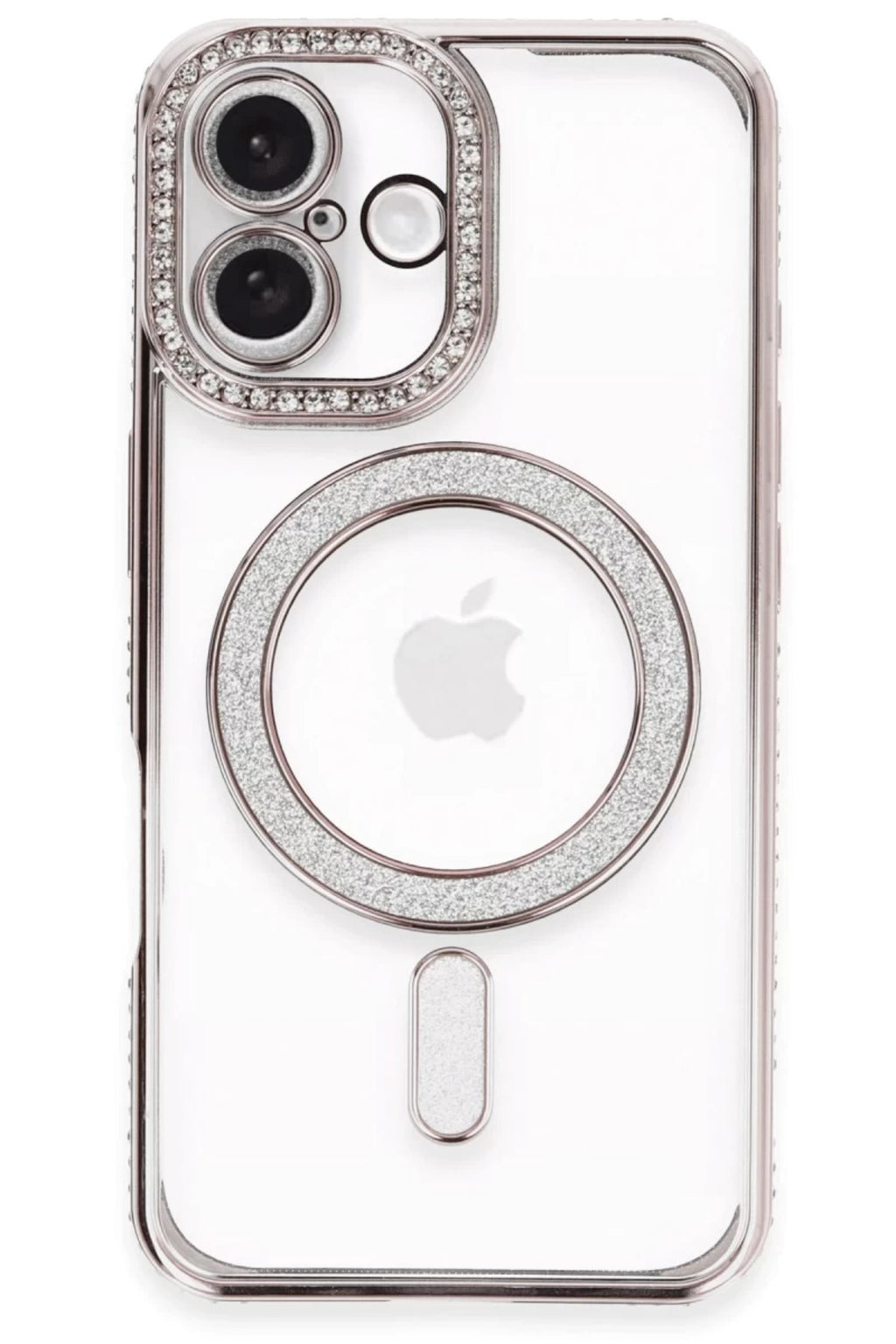 Apple iPhone 16 Uyumlu Kılıf Joke Simli Magneticsafe Kılıf - Pembe