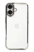 Apple iPhone 16 Uyumlu Kılıf Lensli Silikon - Gümüş