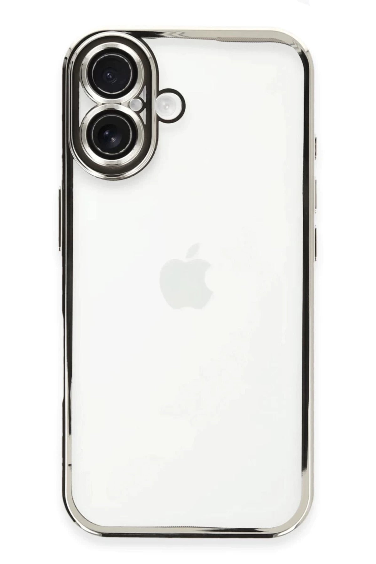 Apple iPhone 16 Uyumlu Kılıf Lensli Silikon - Gümüş