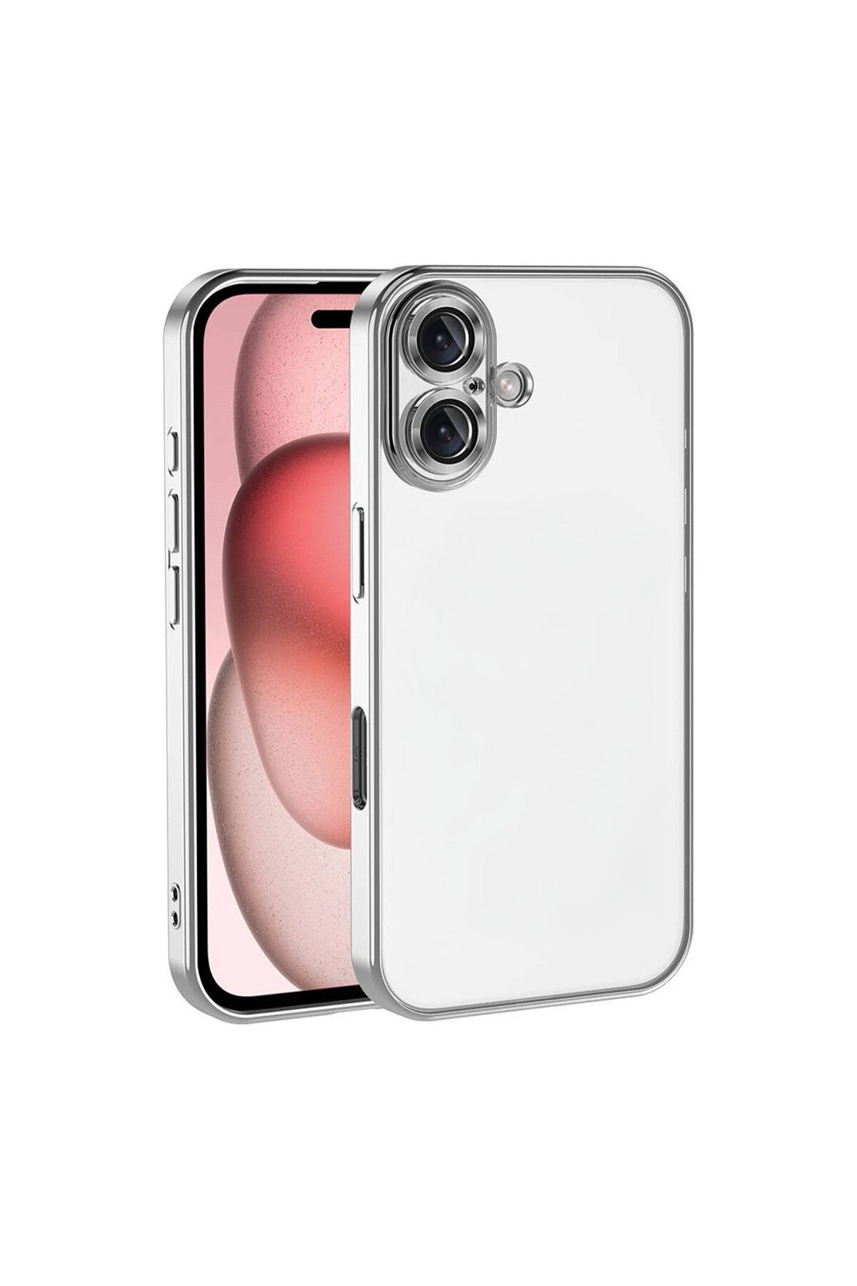 Apple iPhone 17 Uyumlu Lensli Silikon - Gümüş
