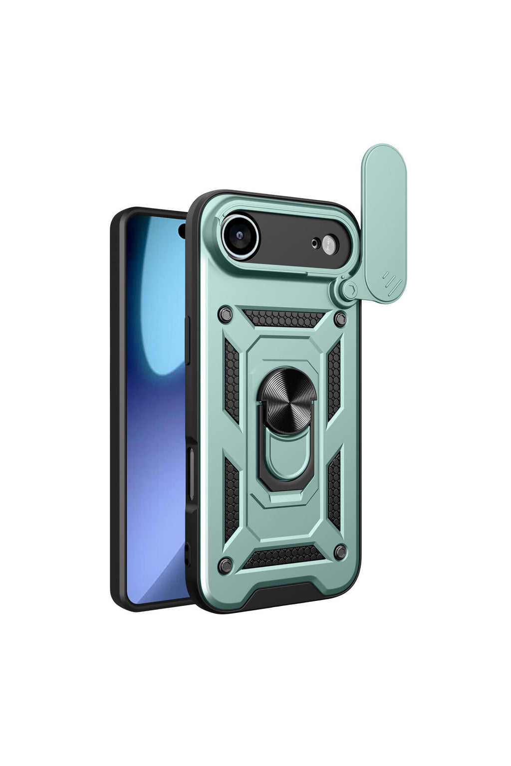 Apple iPhone 17 Air Uyumlu Pars Lens Yüzüklü Silikon - Yeşil