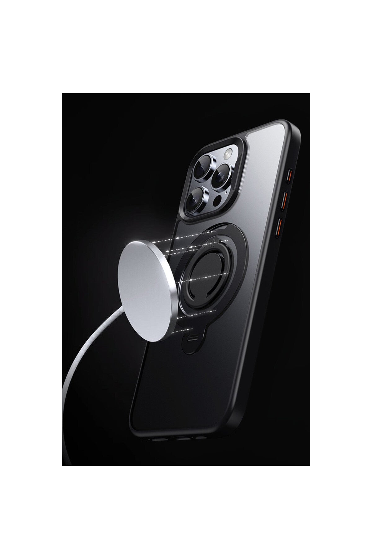 Joko Apple iPhone 15 Pro Max Uyumlu Avatar 360 Dönen Magsafe Kapak - Siyah