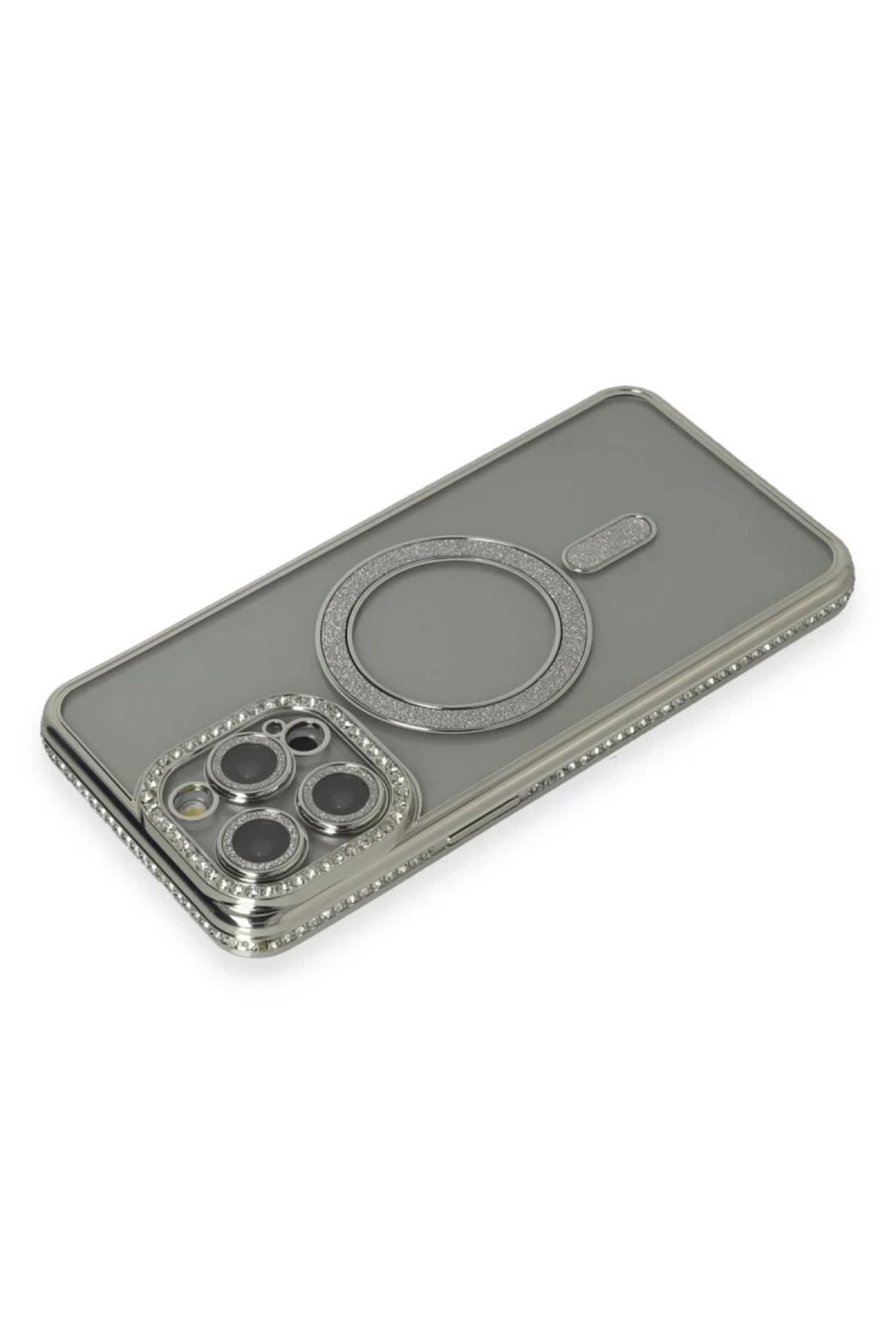 Apple iPhone 15 Pro Uyumlu Kılıf Joke Simli Magneticsafe Kılıf - Gri