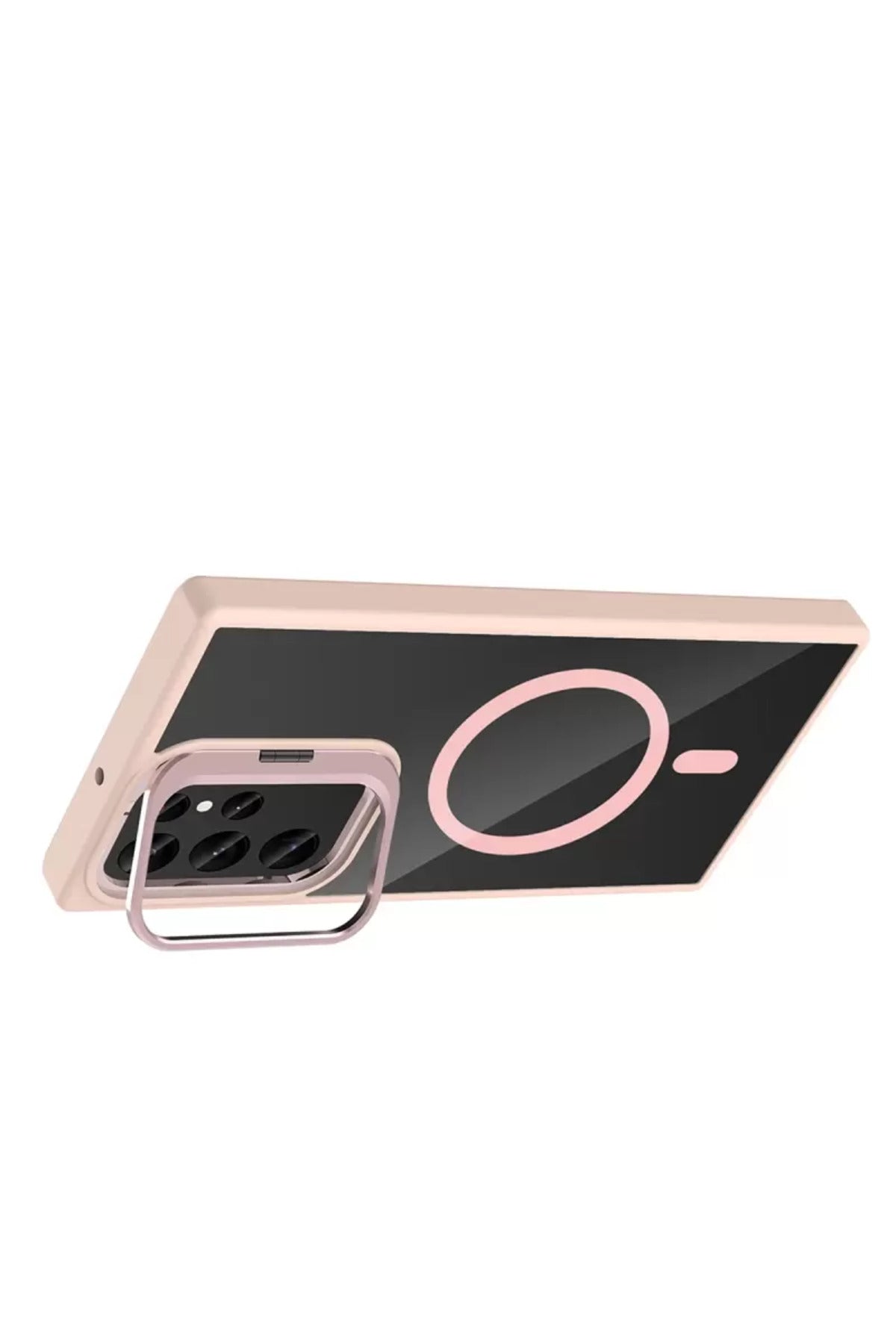 Joko Samsung Galaxy S23 Ultra Uyumlu Remim Lensli Magsafe Standlı Kapak - Pembe