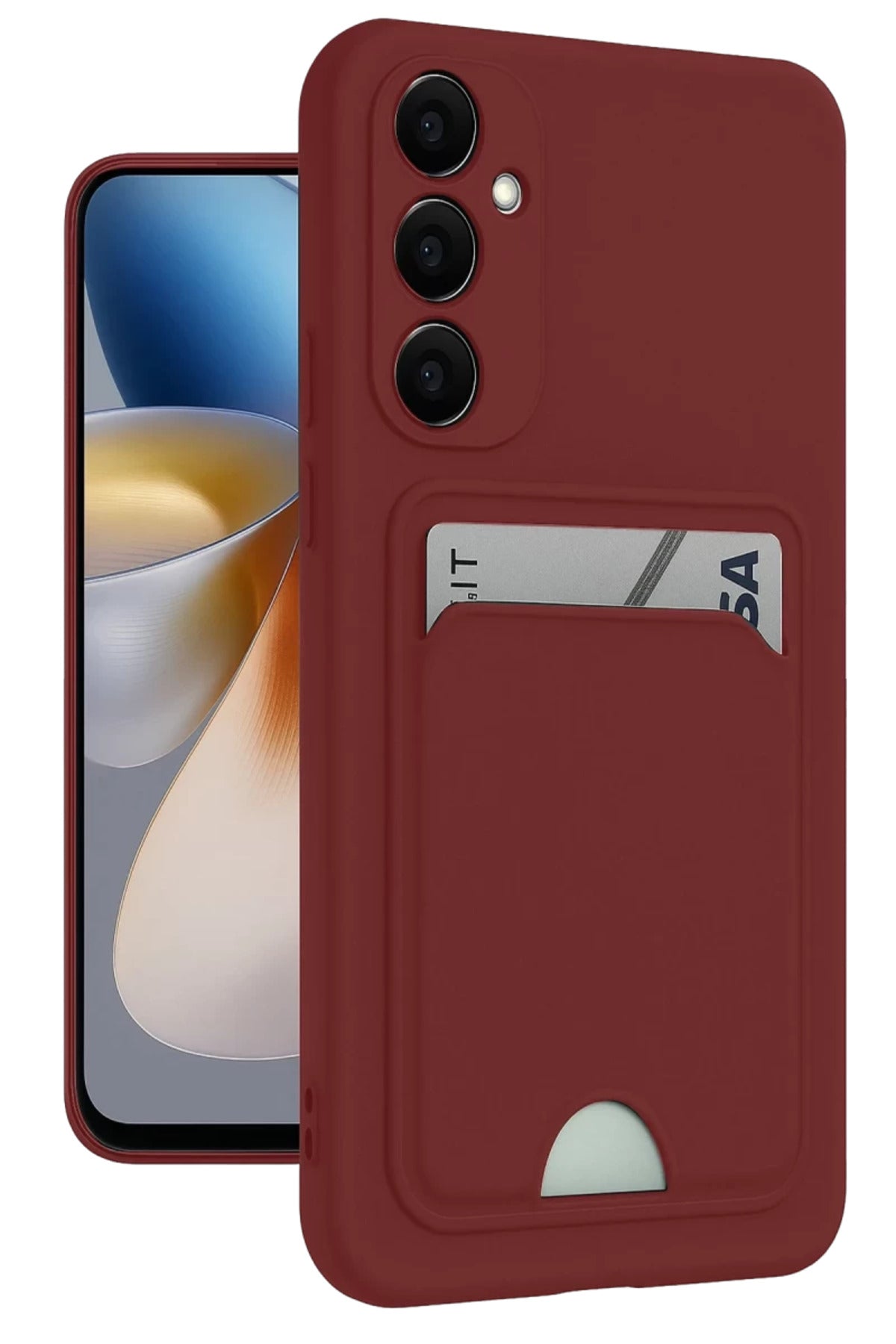 Samsung Galaxy M15 Uyumlu Kelvin Kartvizitli Silikon - Bordo